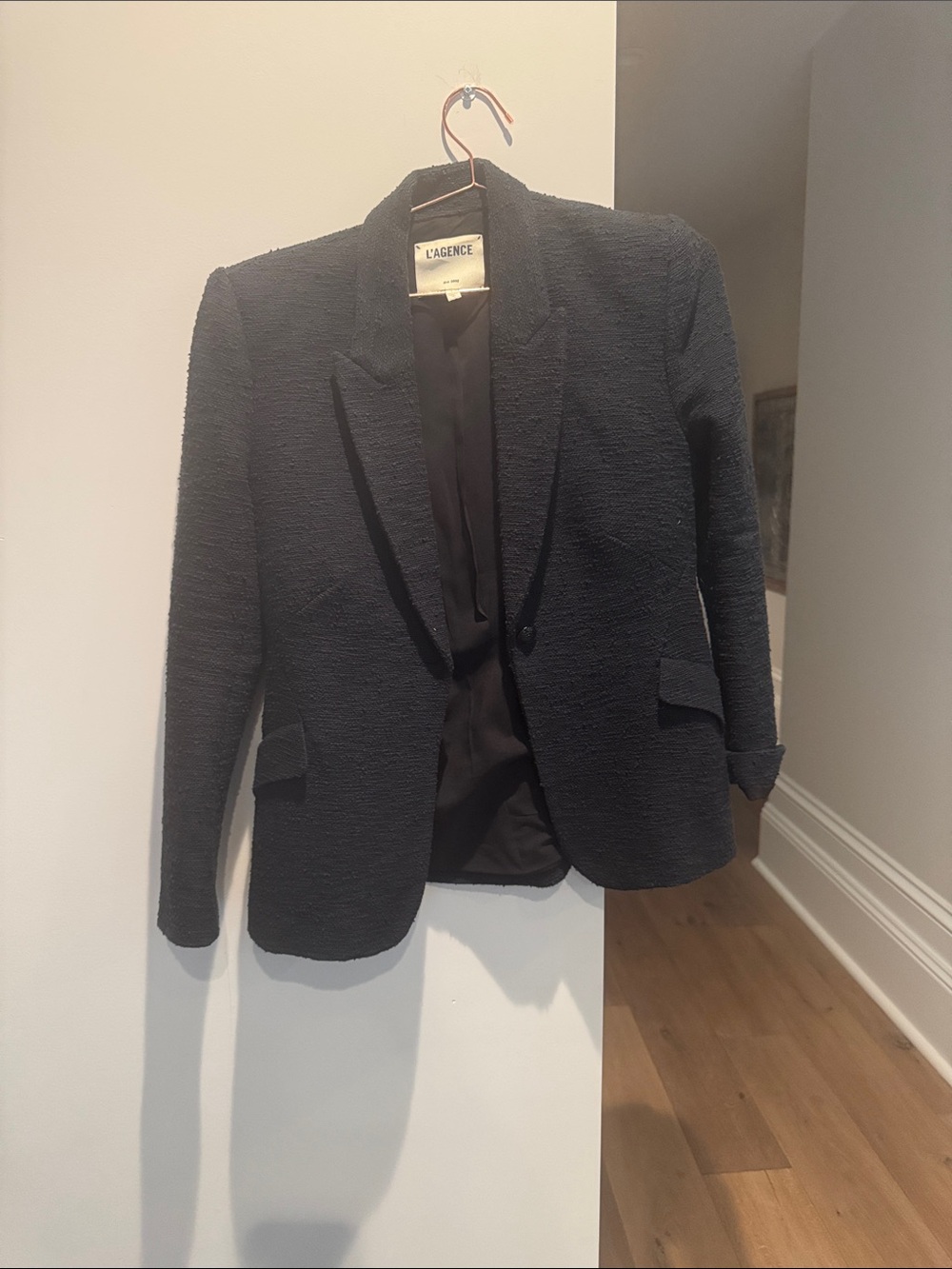 L'AGENCE Women's Black Textured Single-Button Blazer